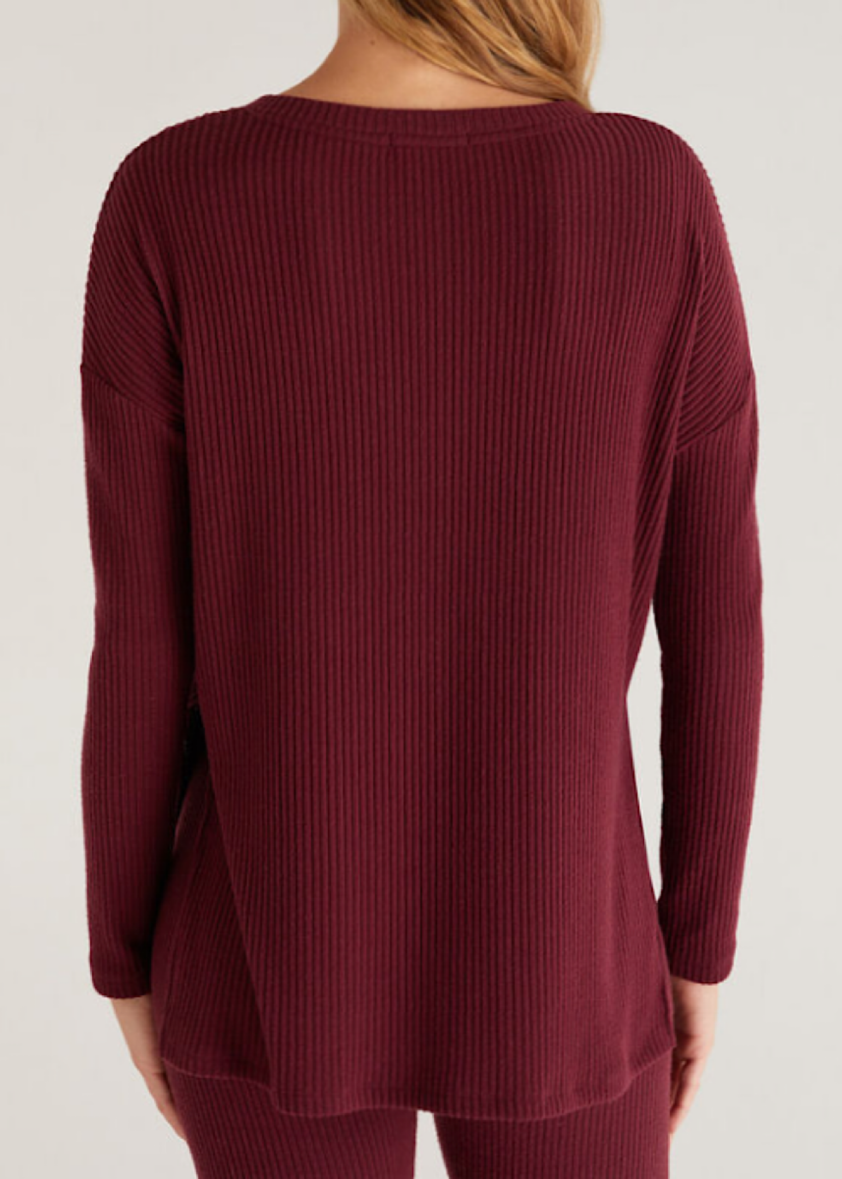 Z Supply Me-Time Rib LS Top Garnet