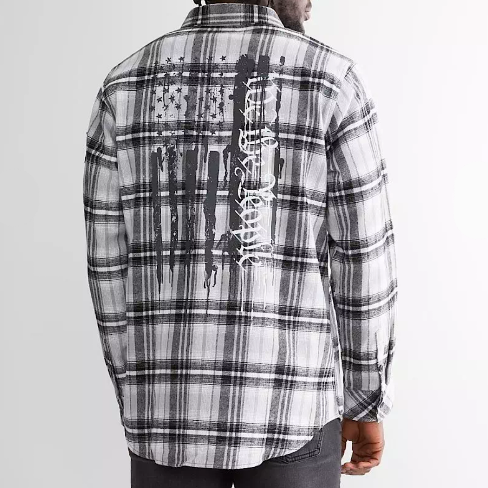 Defeat L/S Flannel-White