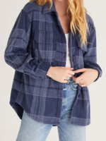 Z Supply Z Supply Tucker Fleece Plaid Jacket Midnight Blue