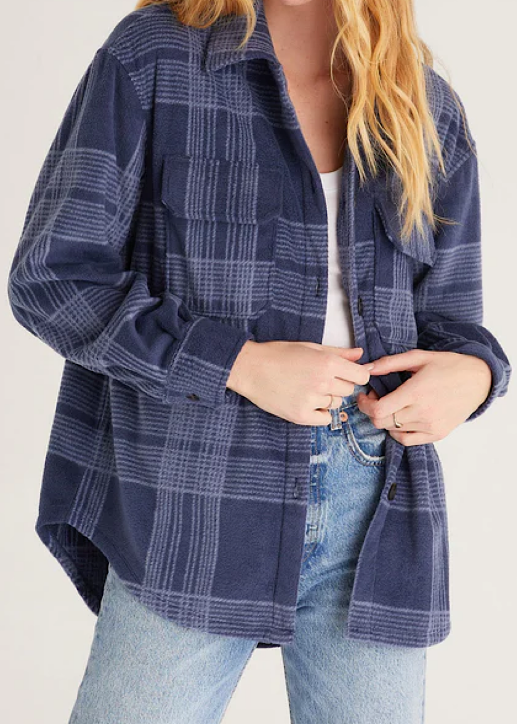 Buy Ami Paris Denim Boxy Fit Checked Jacket With Flap Pockets | Blue Color  Women | AJIO LUXE