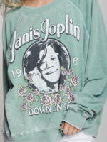 Recycled Karma Janis Joplin Down On Me Sweatshirt- Dill Weed
