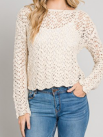 Cream Sheer Cropped Sweater Top