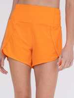 High Waist Athleisure Split Shorts Orange Peel