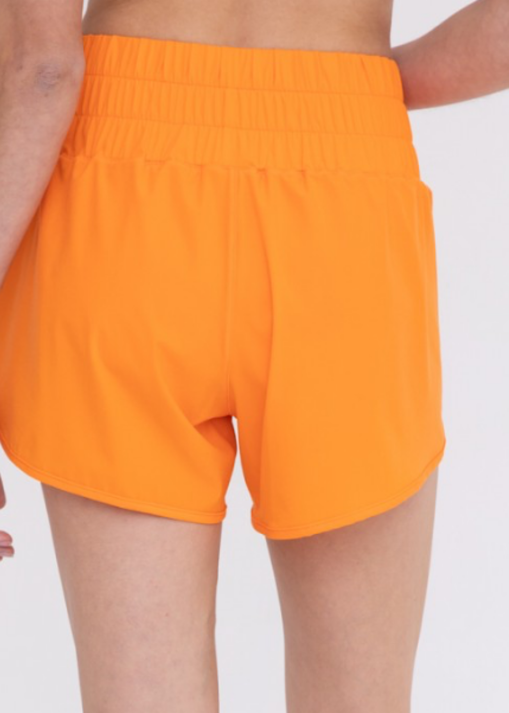 High Waist Athleisure Split Shorts Orange Peel