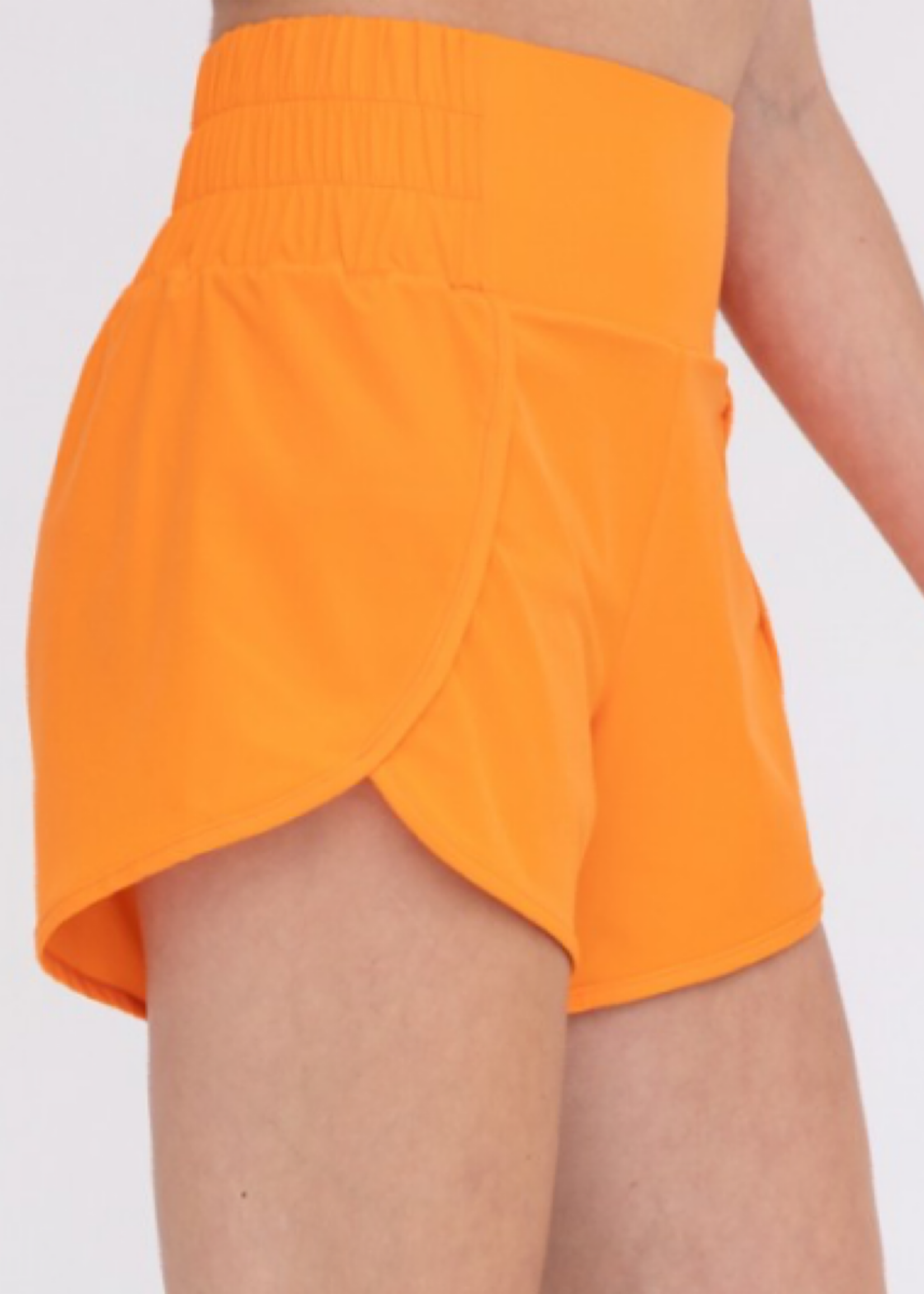 High Waist Athleisure Split Shorts Orange Peel