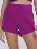 High Waist Athleisure Split Shorts Purple Wine