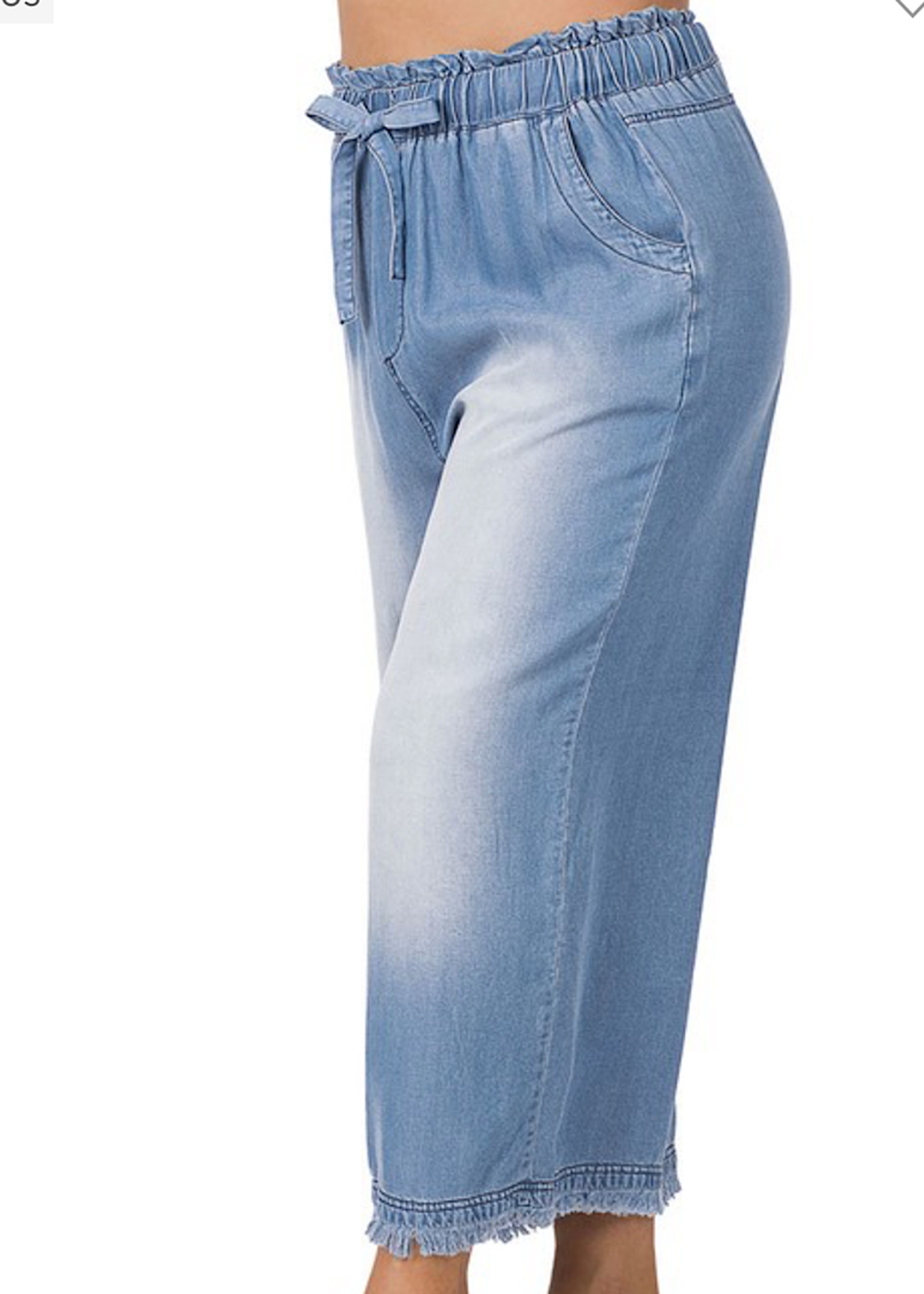 Chambray Crop Pant in Blue