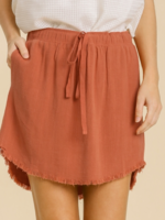 High Low Linen Skirt With Frayed Hem