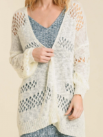 Open Front Cardigan With Ribbed Hemline