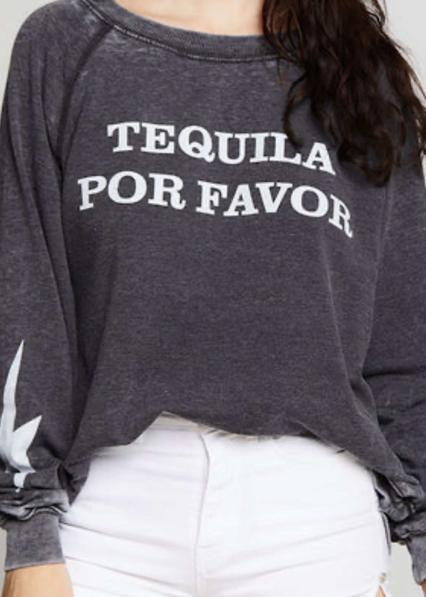 Recycled Karma Tequila Por Favor Black Sweatshirt