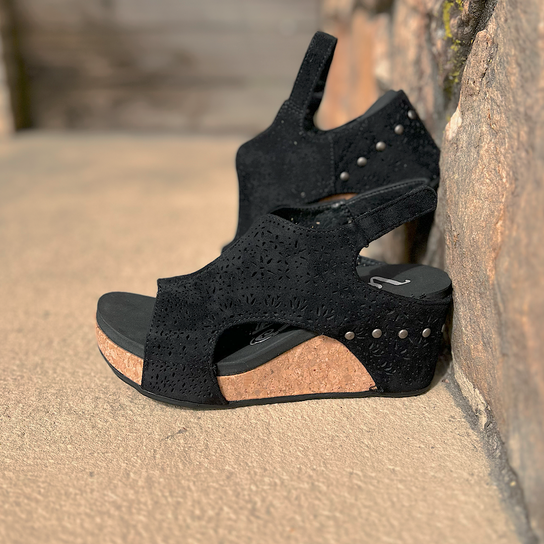 OTBT - PEASANT in BLACK Wedge Sandals - Knitted Belle Boutique