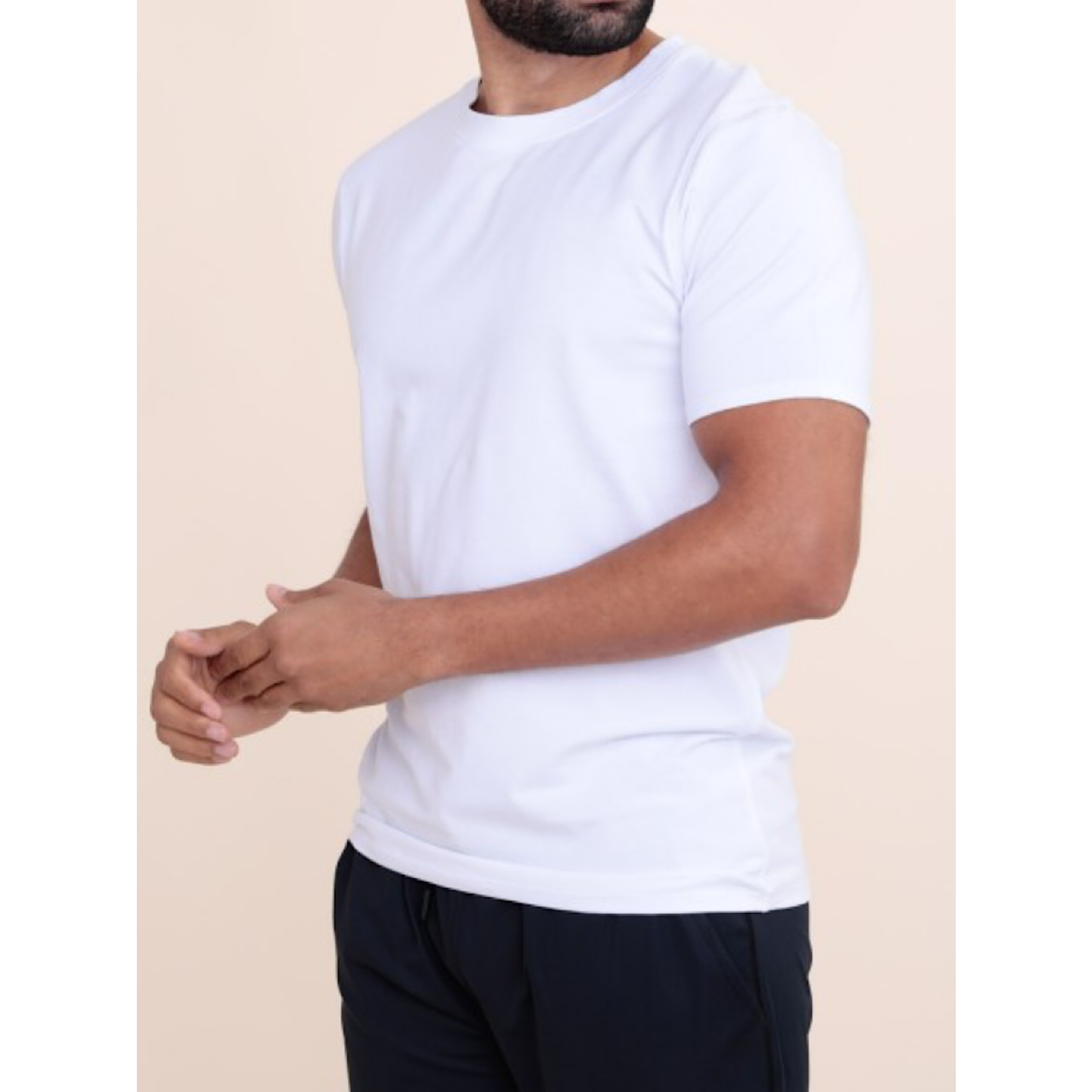 White Cotton Blend Crewneck S/S