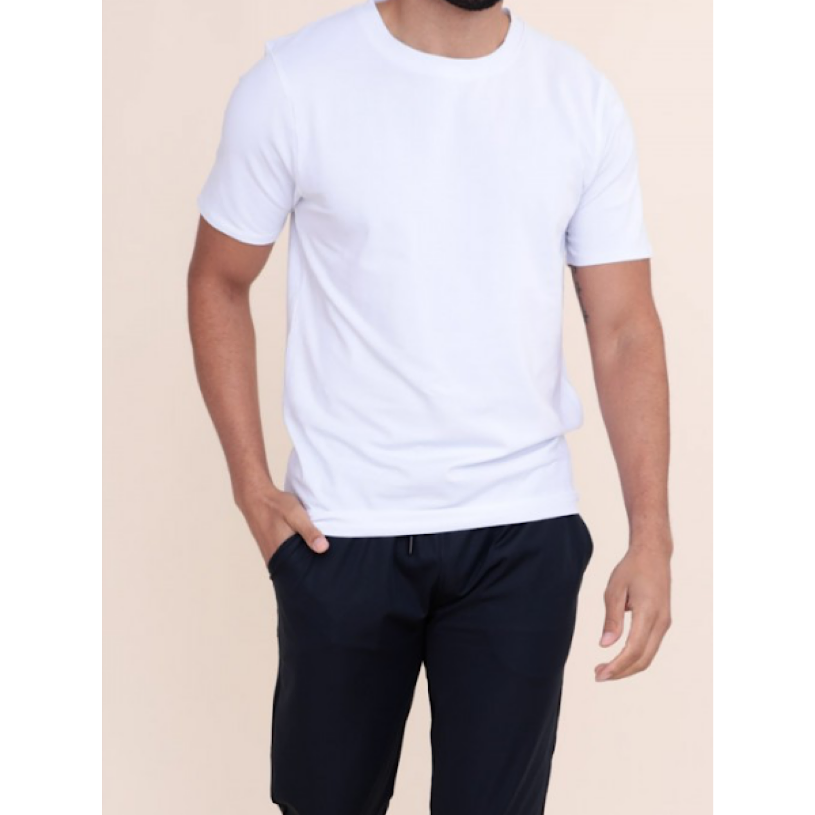 White Cotton Blend Crewneck S/S