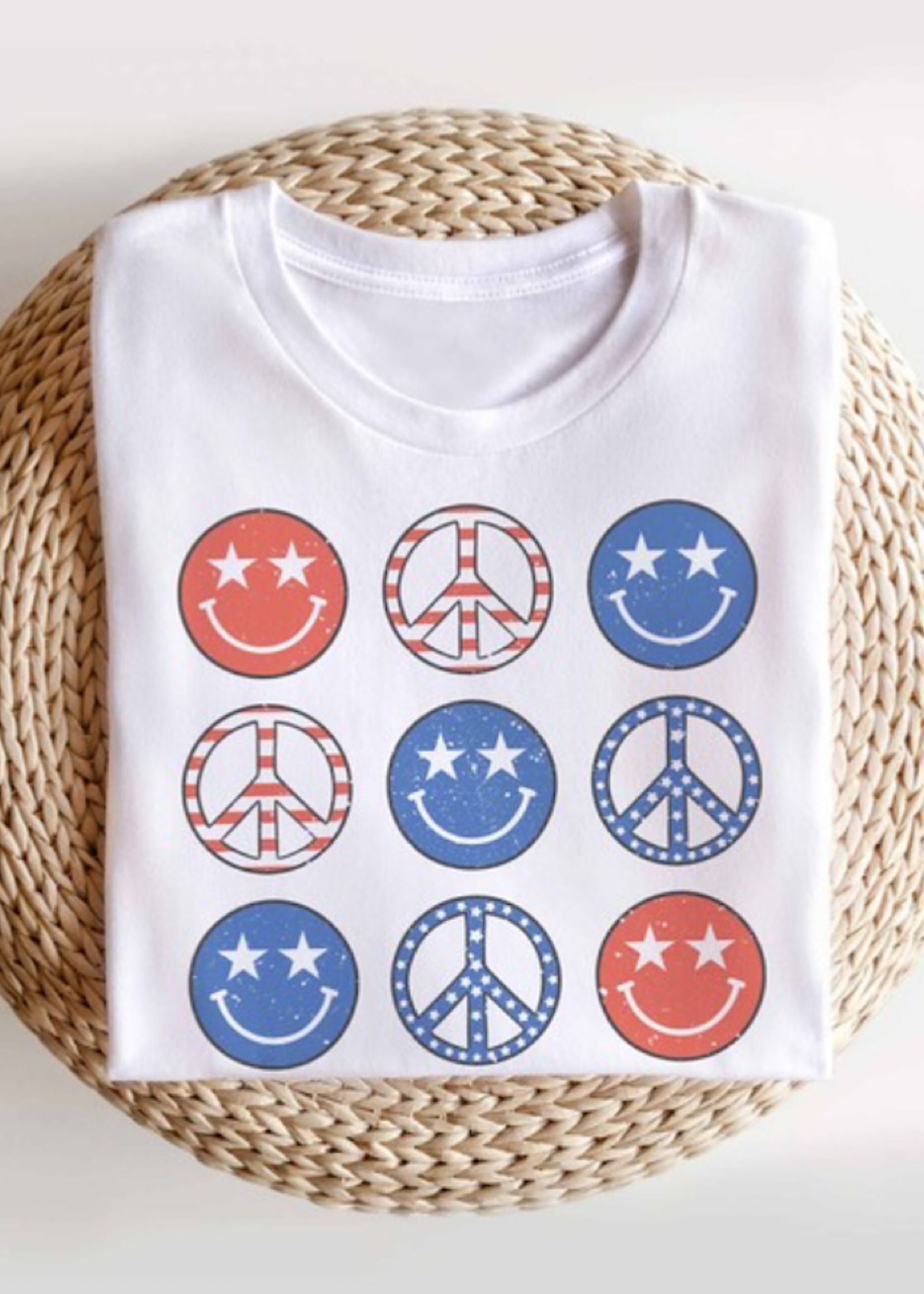 Fourth of July Smiley Hippie Graphic Tee