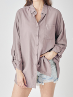 Rosy Brown Relaxed Fit Button Down Linen Shirt