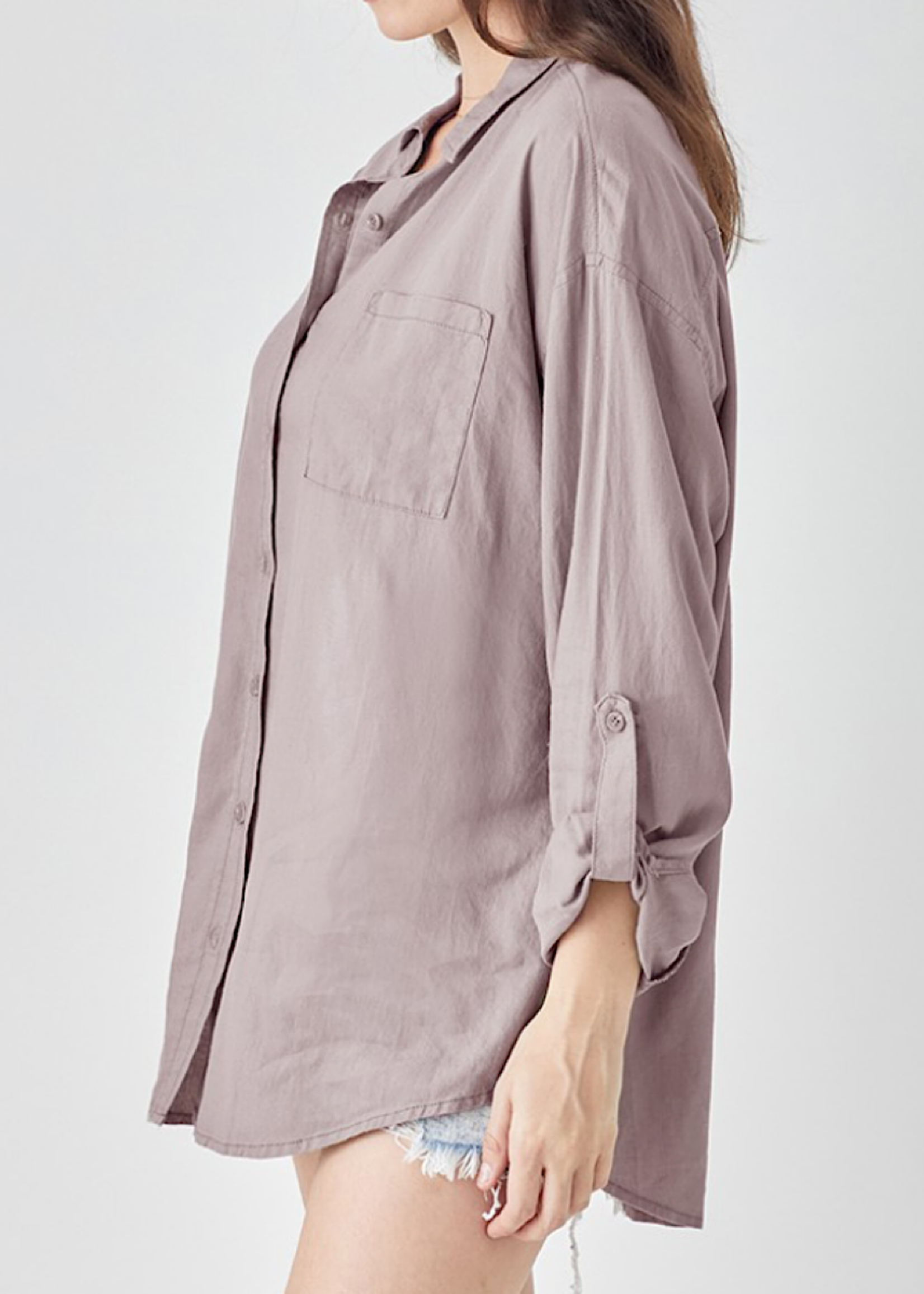 Rosy Brown Relaxed Fit Button Down Linen Shirt
