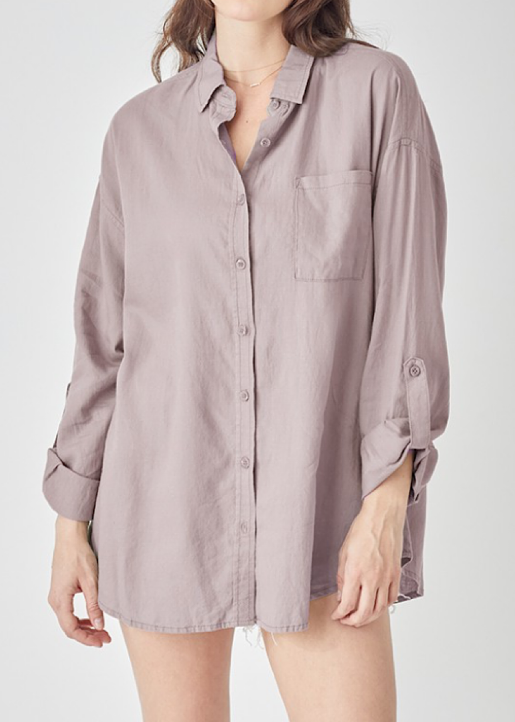 Rosy Brown Relaxed Fit Button Down Linen Shirt