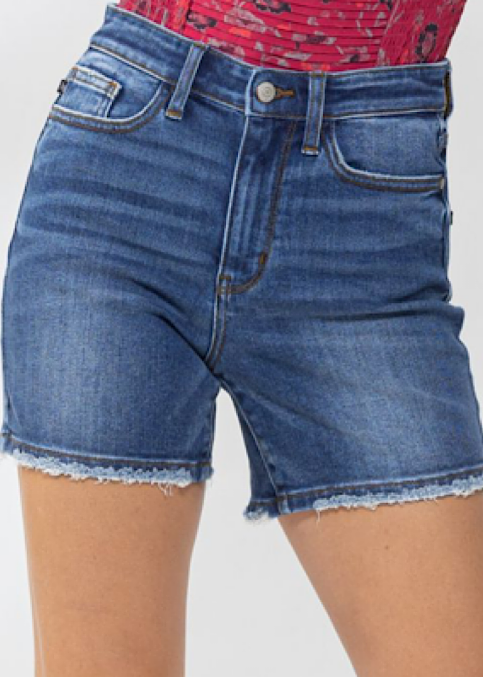 150052 Sara High-Waist Mid-Thigh Judy Blue Jean Shorts – True Betty Boutique