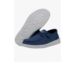  Hey Dude Men's Wally Slub Canvas True Blue Men's 4 & Women's 6, Men's Loafers, Men's Slip On Shoes, Comfortable & Light-Weight