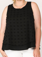Plus Urakiri Woven Dot Fabric Sleeveless Flowy Top