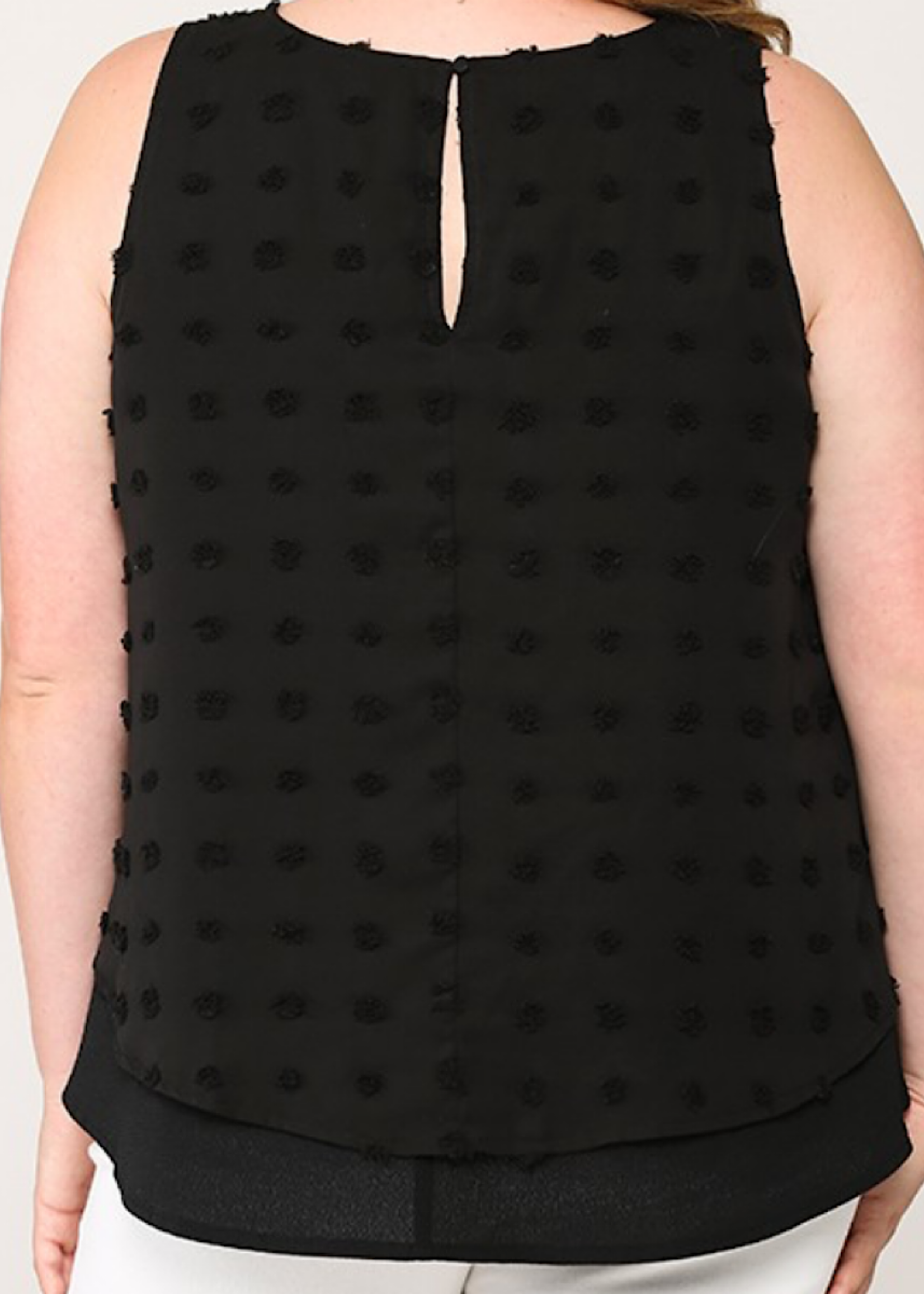 Plus Urakiri Woven Dot Fabric Sleeveless Flowy Top