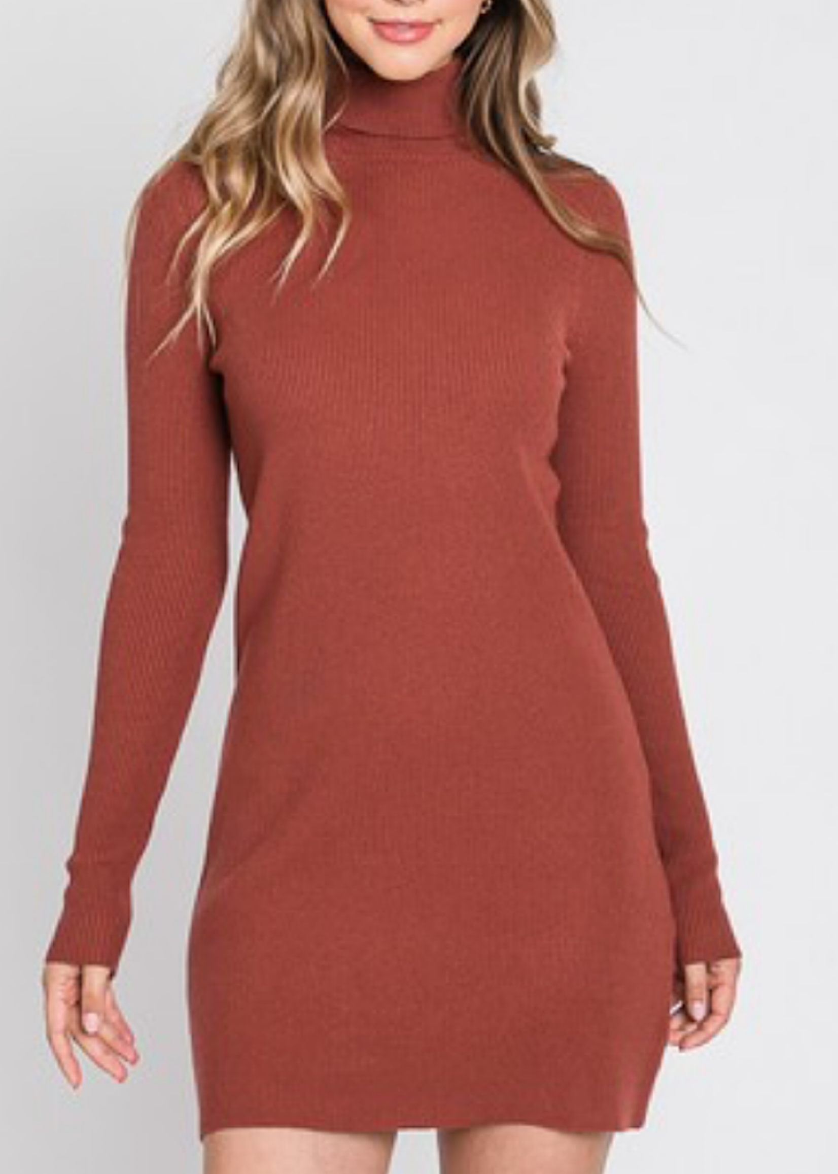 Cute Tan Dress Sweater Dress Mock Neck Bodycon Lulus