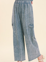 Denim Blue Wide Leg Cargo Pants