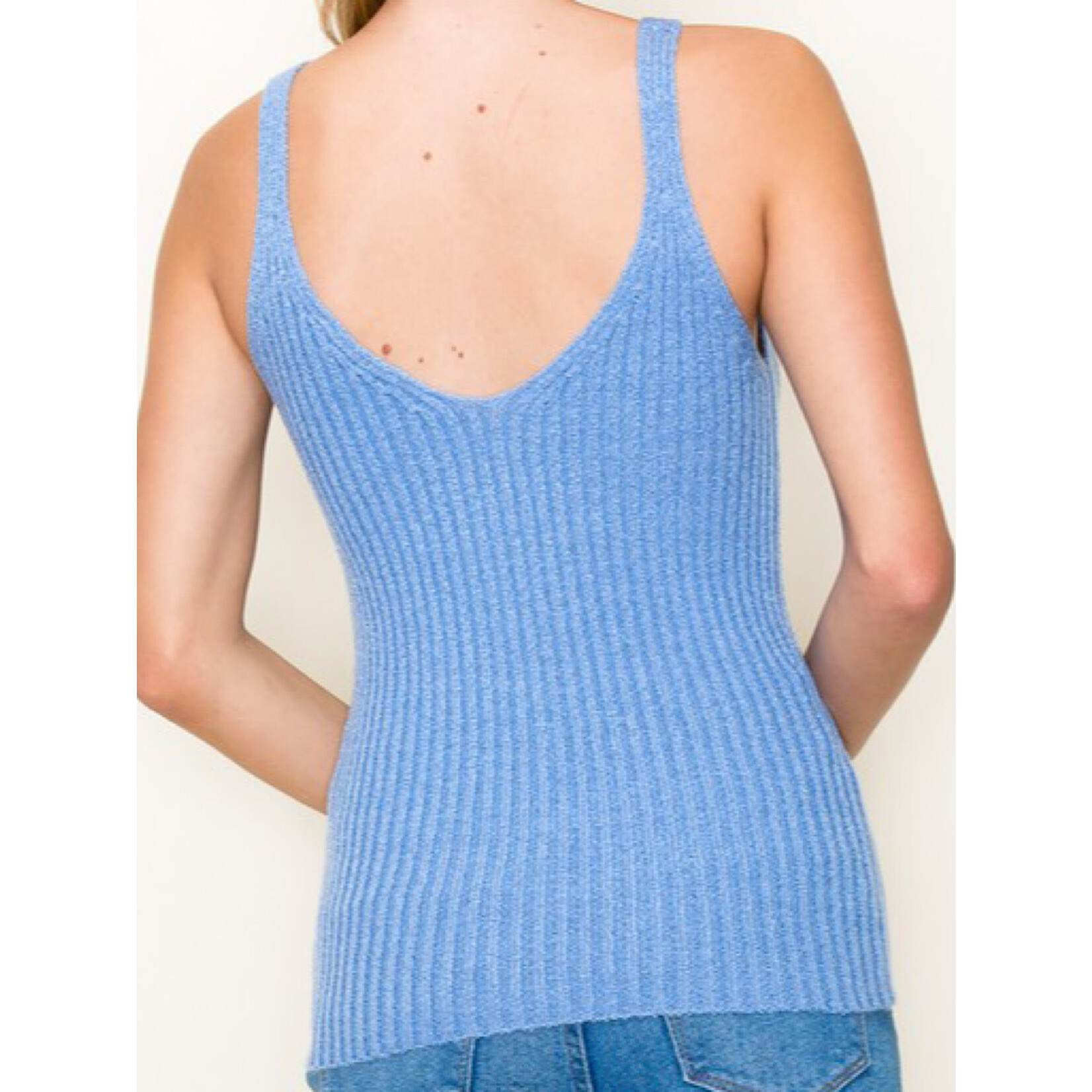 Light Blue Ribbed Sweater Tank Top