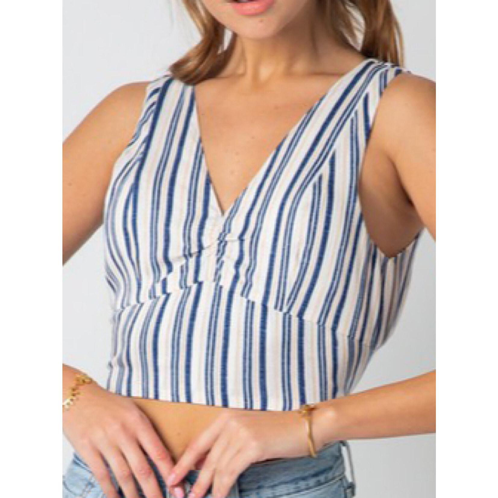 Navy Stripe Crop Top
