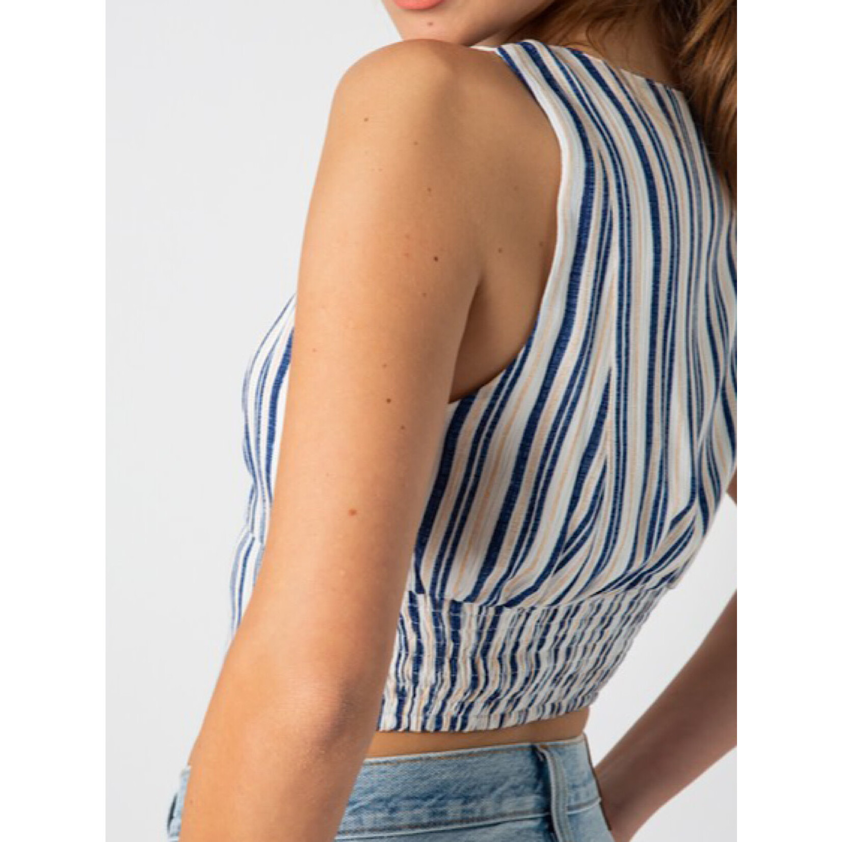 Navy Stripe Crop Top