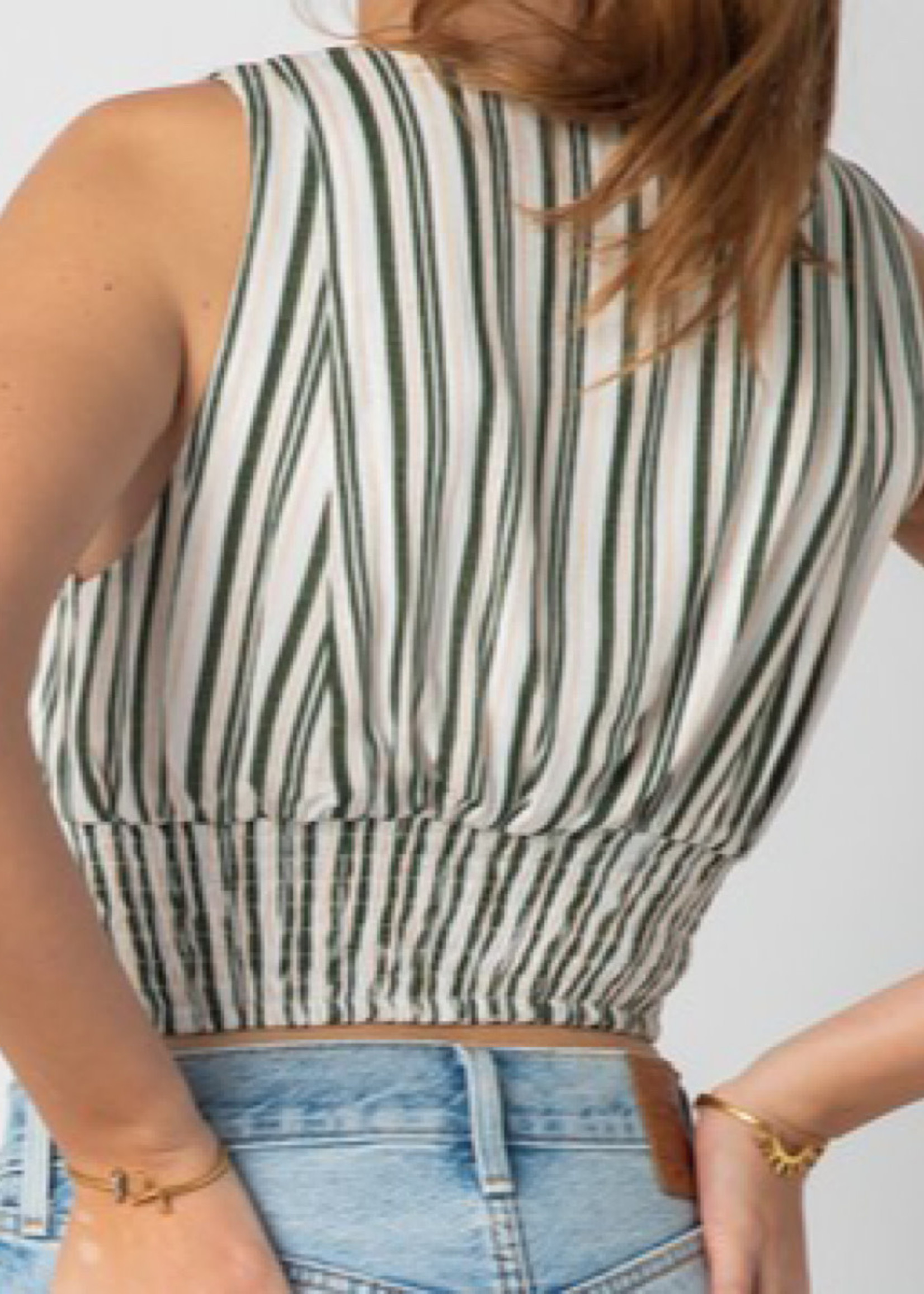 Olive Stripe Crop Top