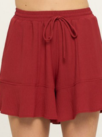 Red Flare Short Pants