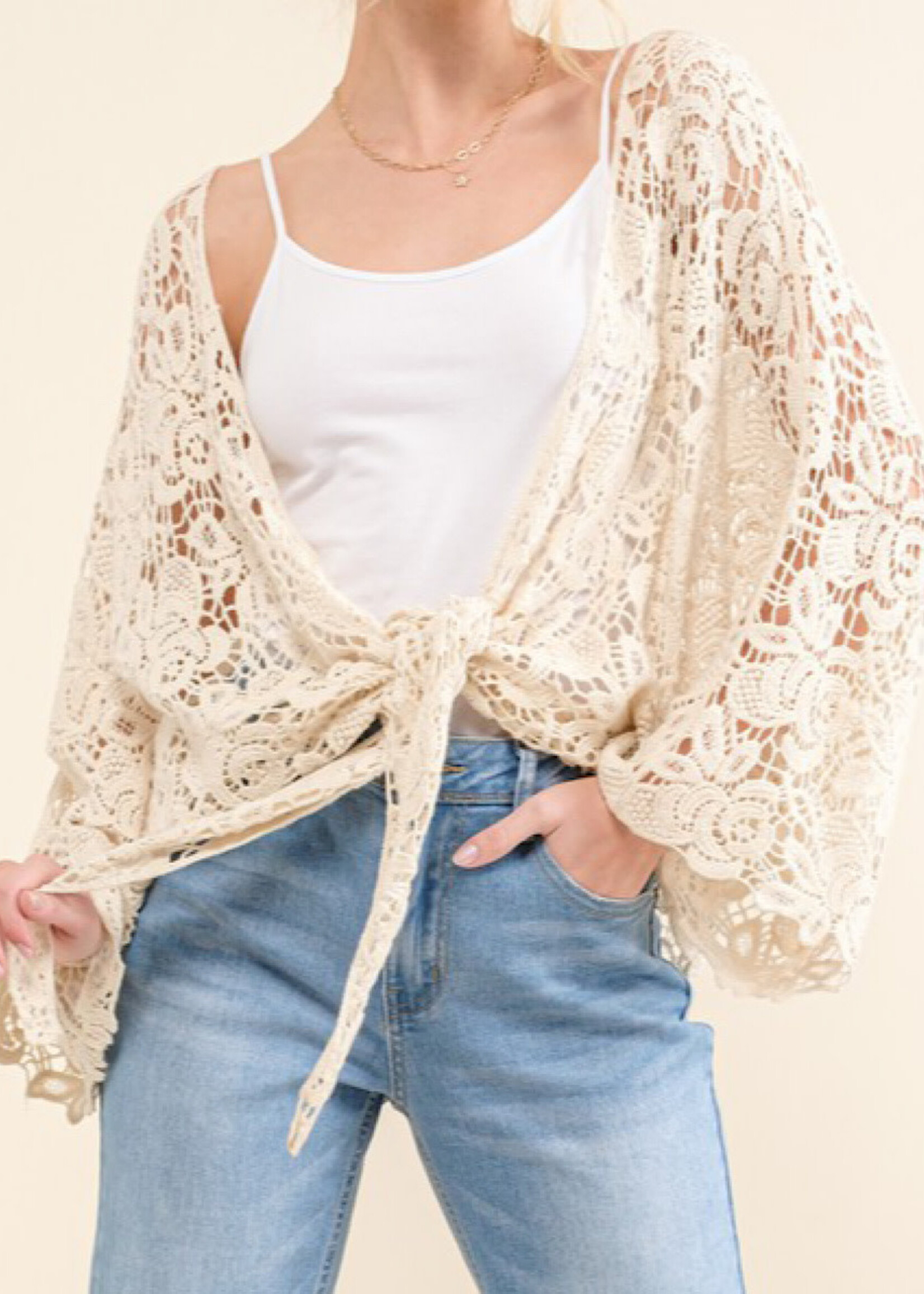 Ivory Lace Front Tie Top