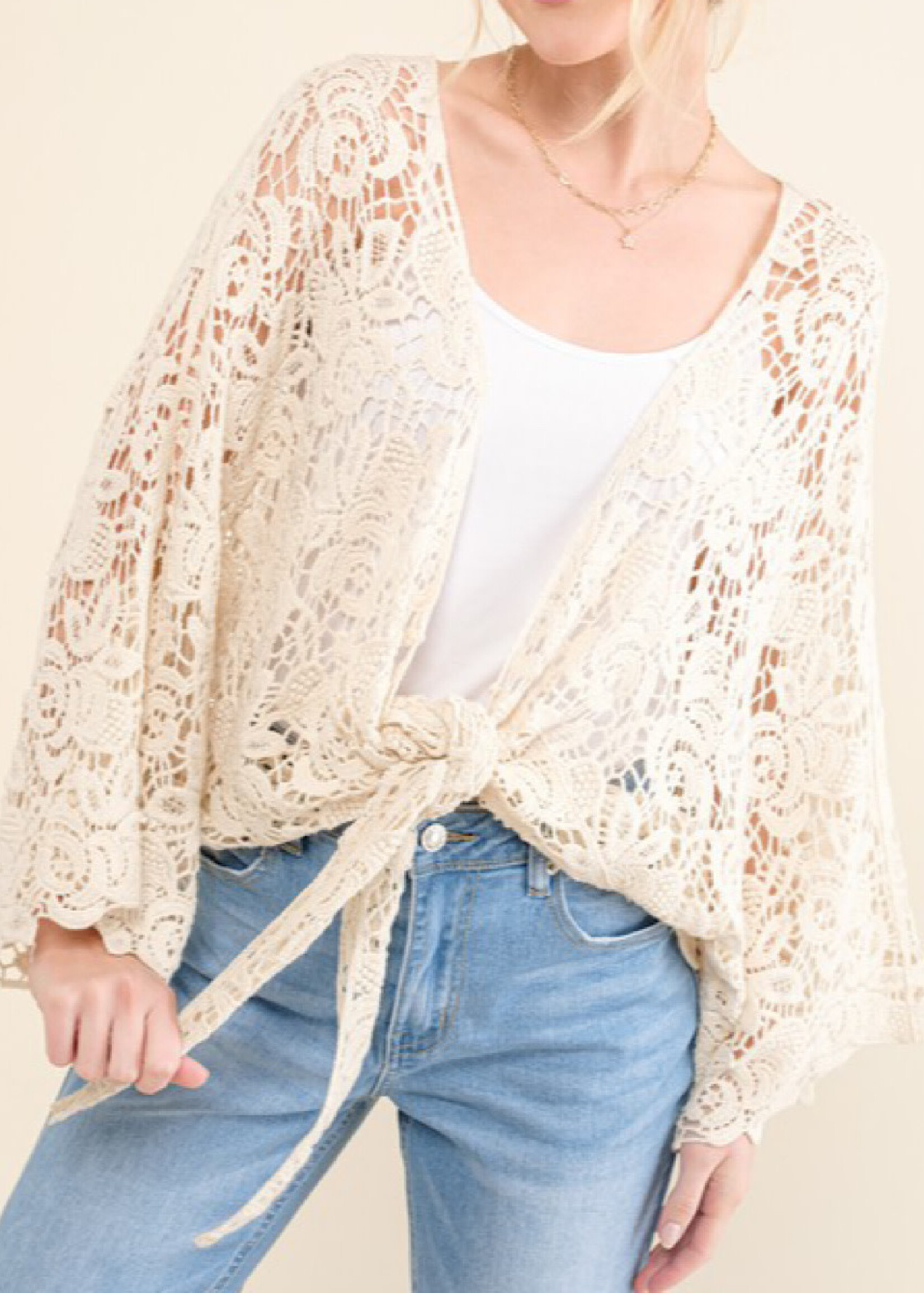 Ivory Lace Front Tie Top