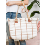 Woven Cotton Checkered Tote Bag