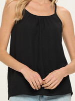 Black Adjustable Strap Criss Cross Woven Tank Top