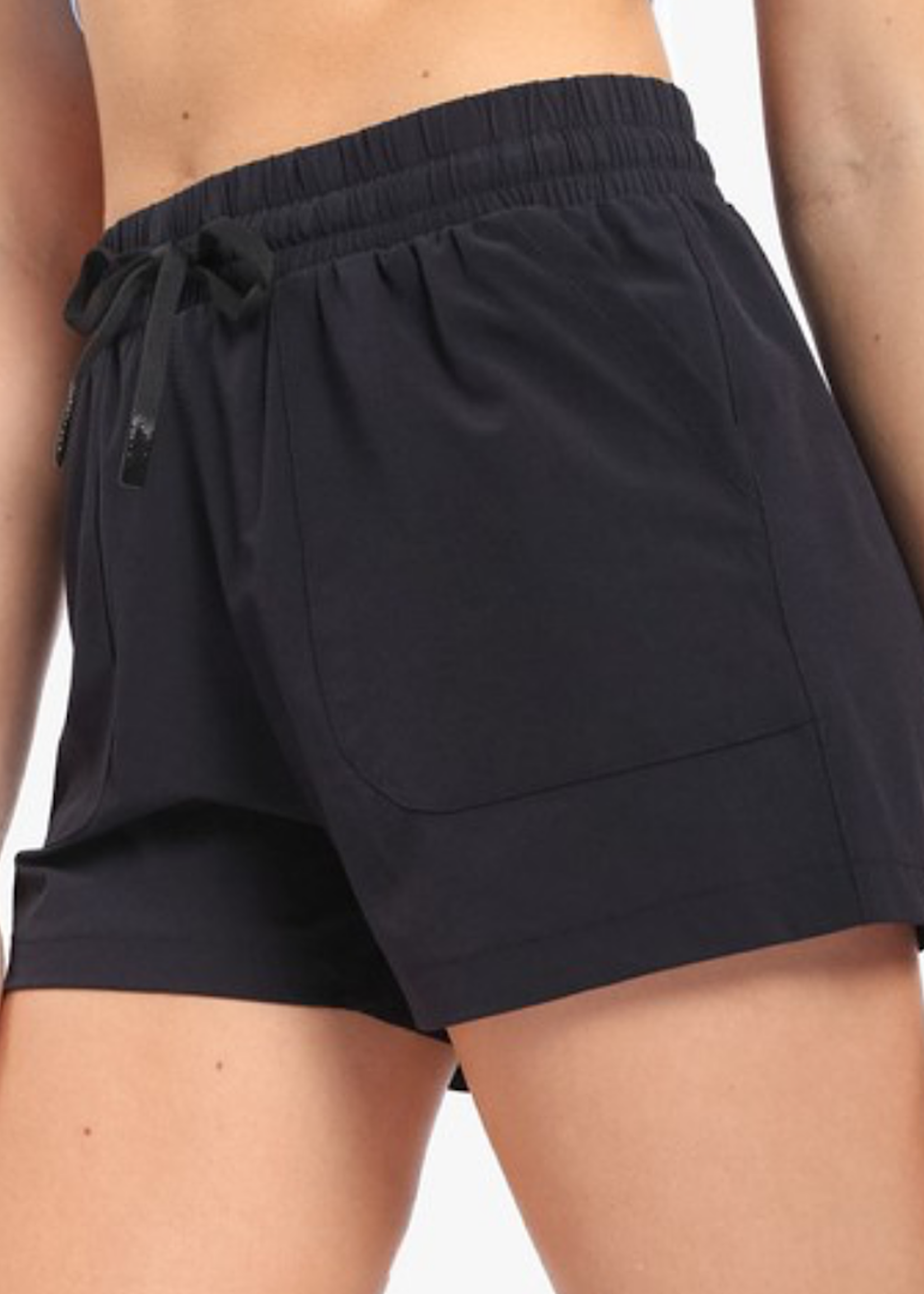 Black Athleisure Shorts with Drawstring