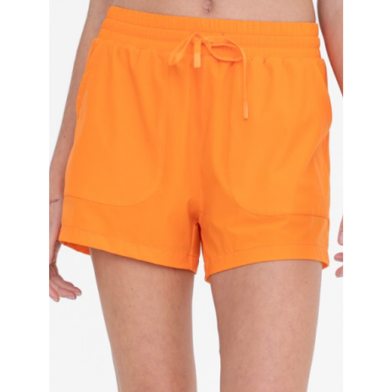 Orange Athleisure Shorts with Drawstring