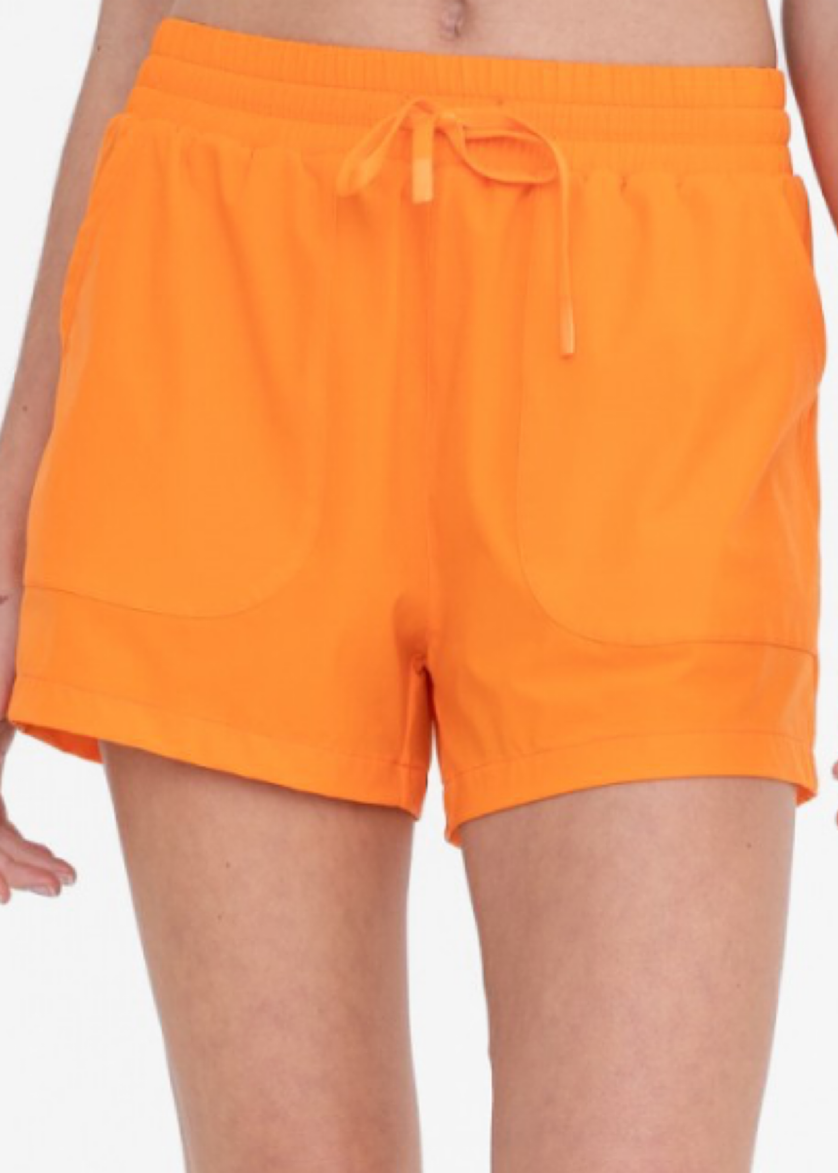Orange Athleisure Shorts with Drawstring