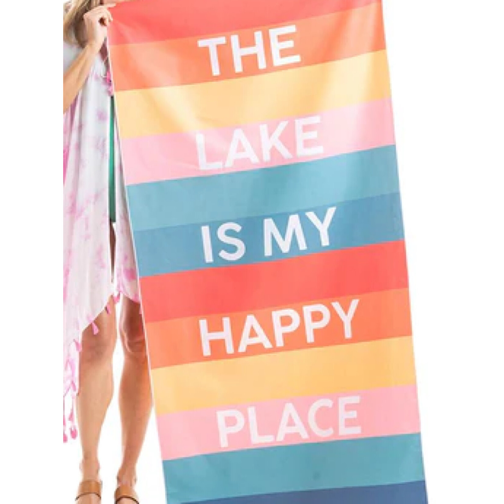 The Lake Is My Happy Place Quick Dry Beach Towel