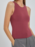 Maroon Round Neck Basic Knit Tank