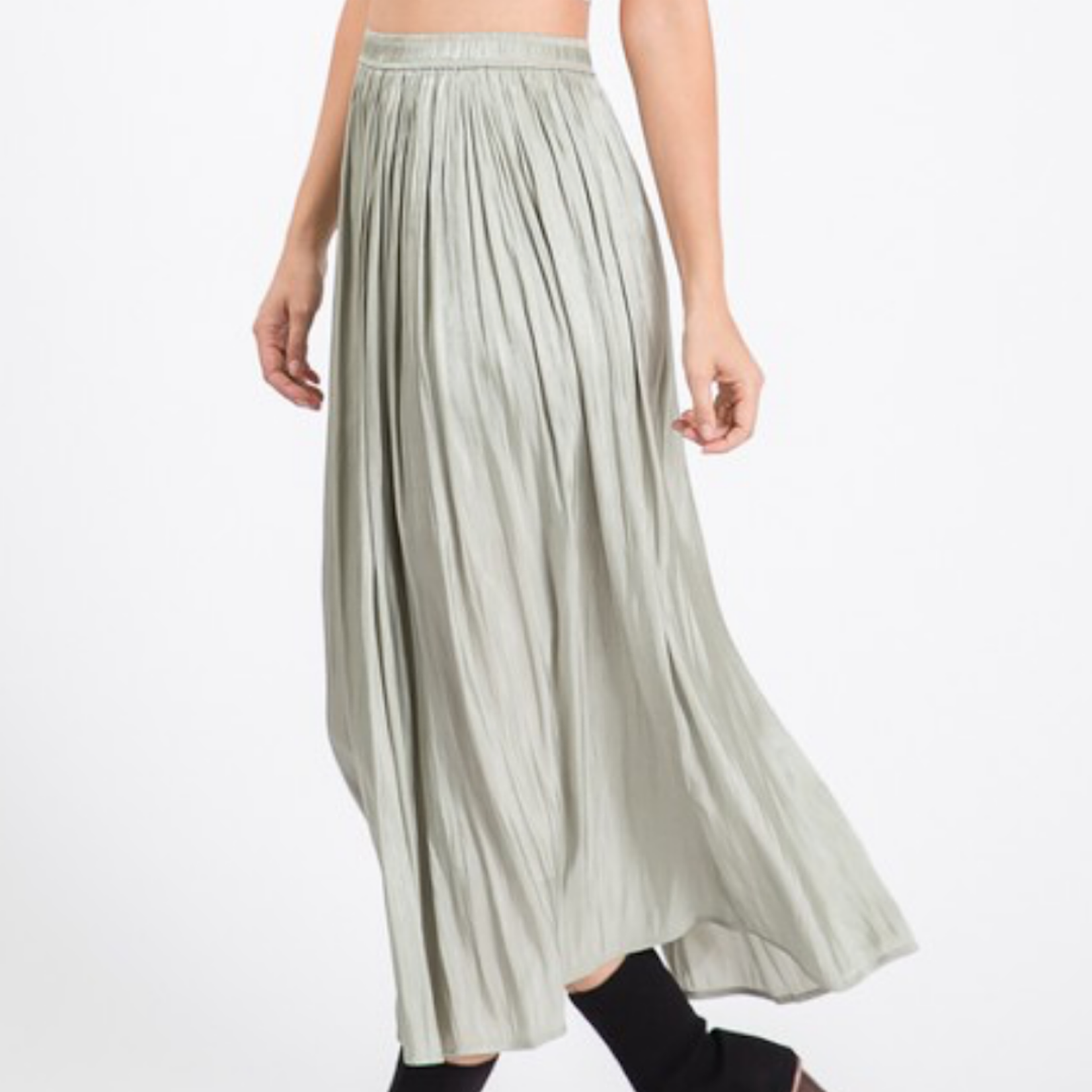 Sage High Waist Midi Skirt