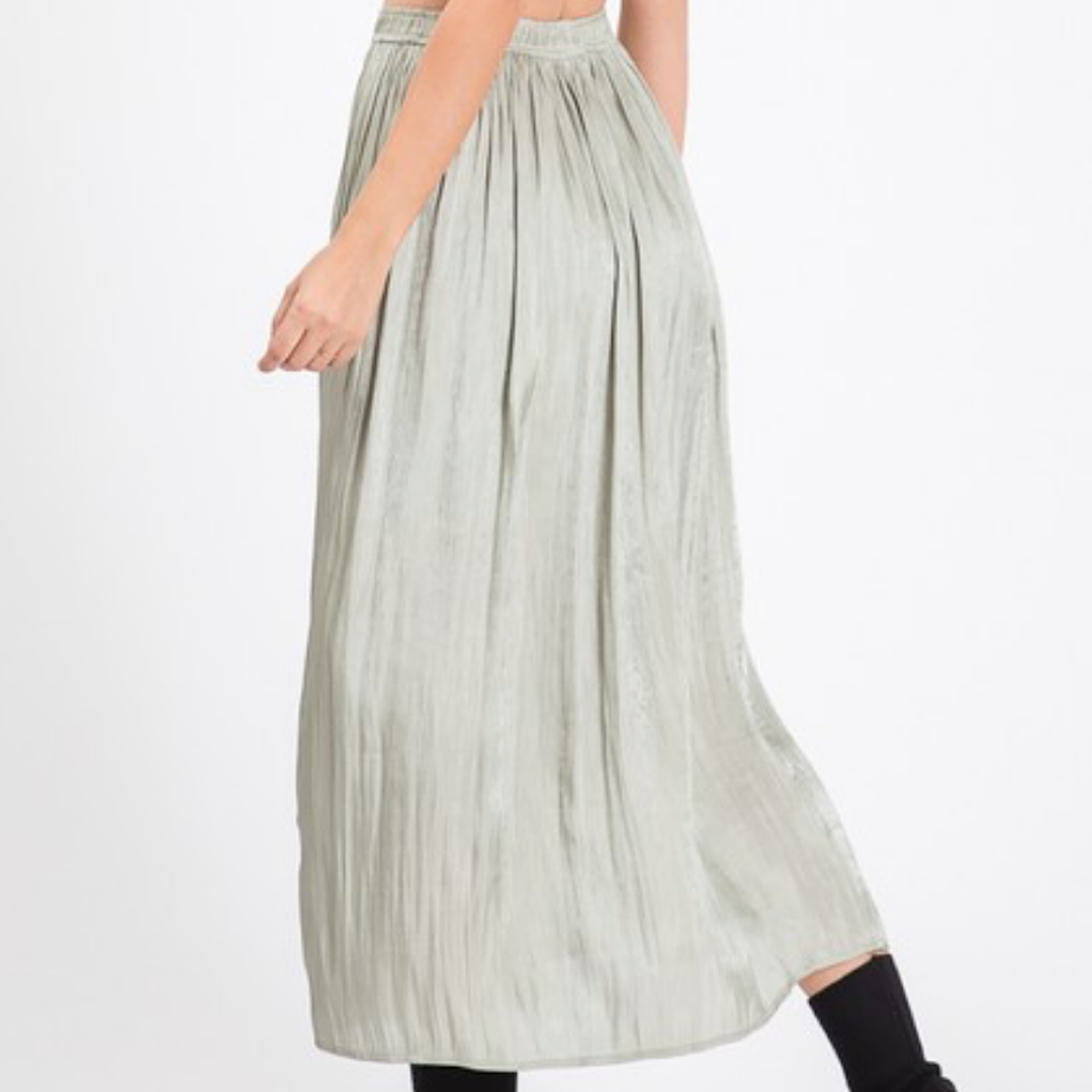 Sage High Waist Midi Skirt