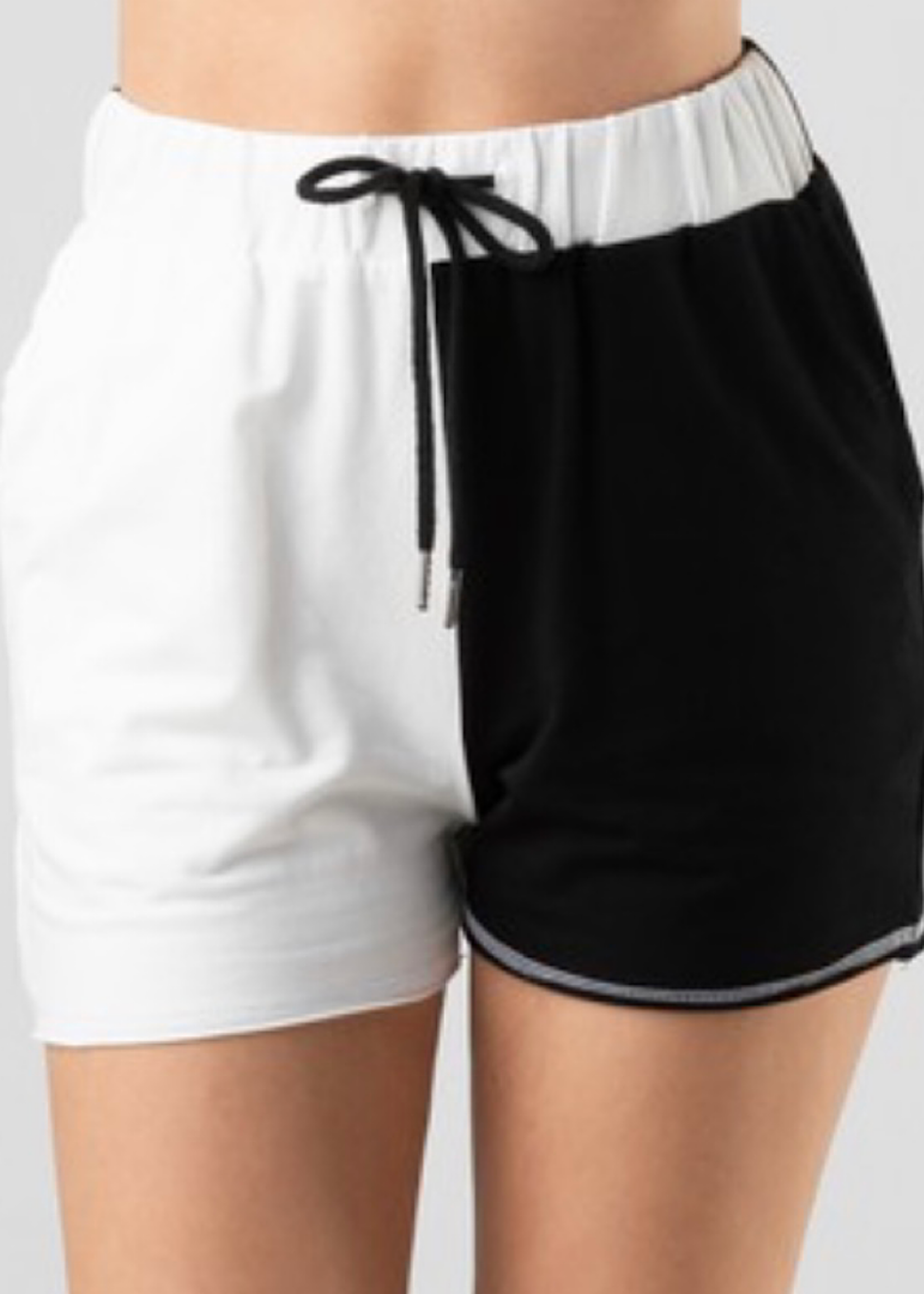 Black and White Color Block Shorts