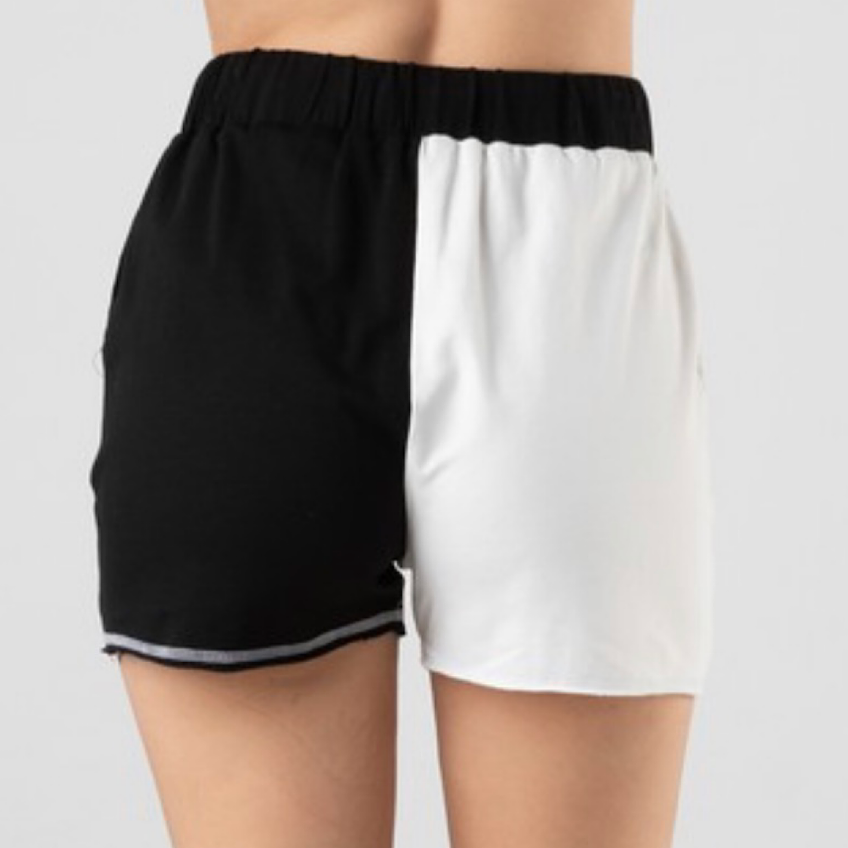 Black and White Color Block Shorts