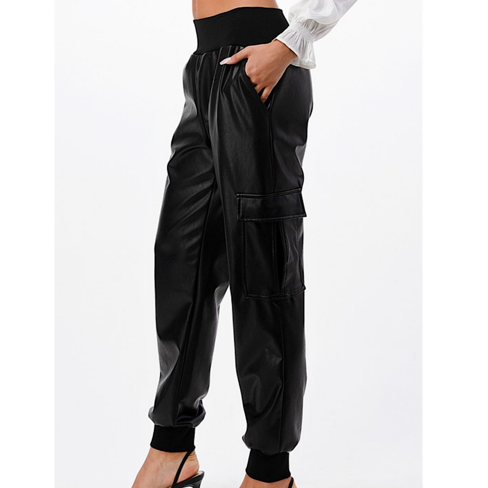 Vegan Leather Cargo Jogger Pants
