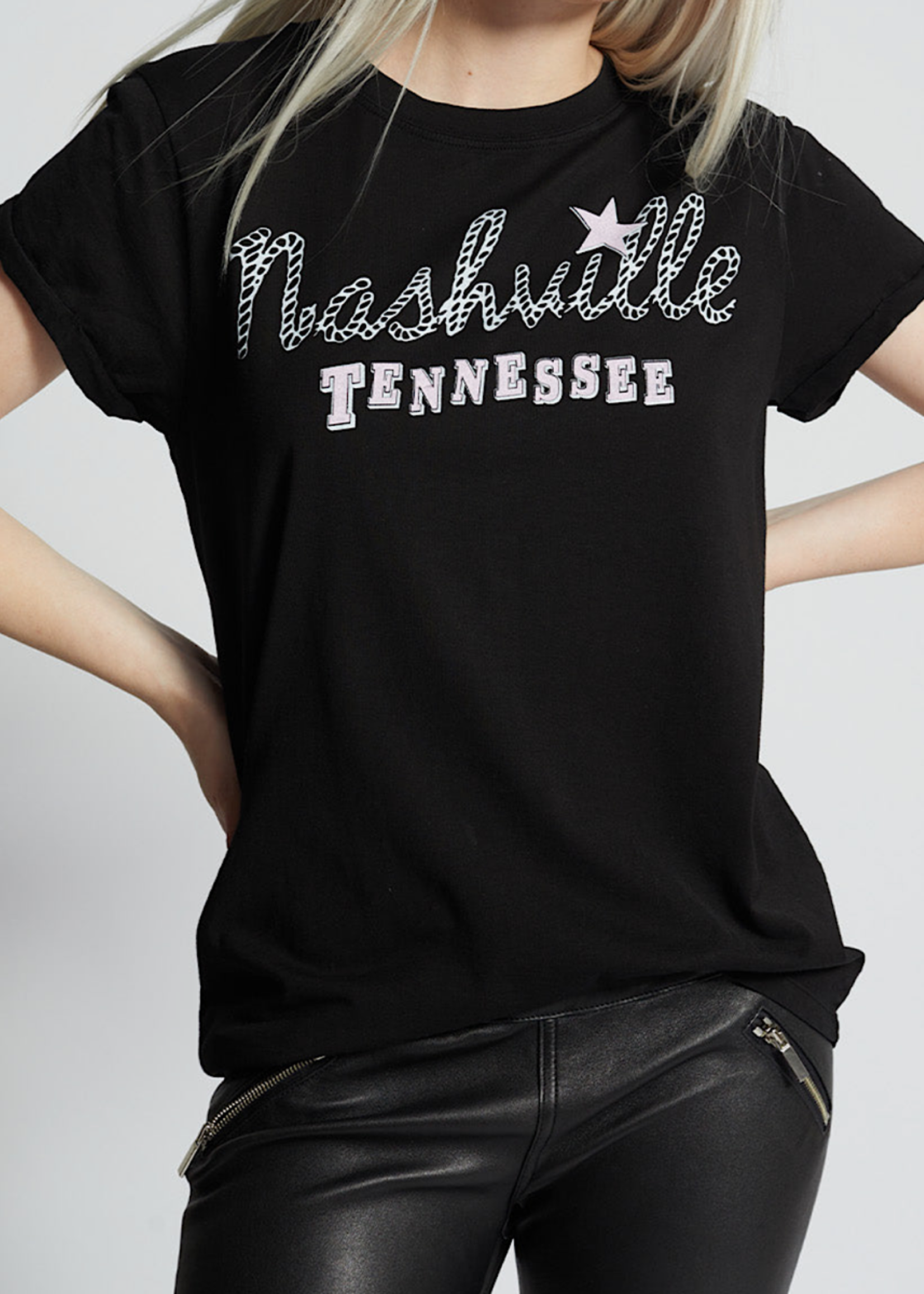 Recycled Karma Nashville Short Sleeve Black Top