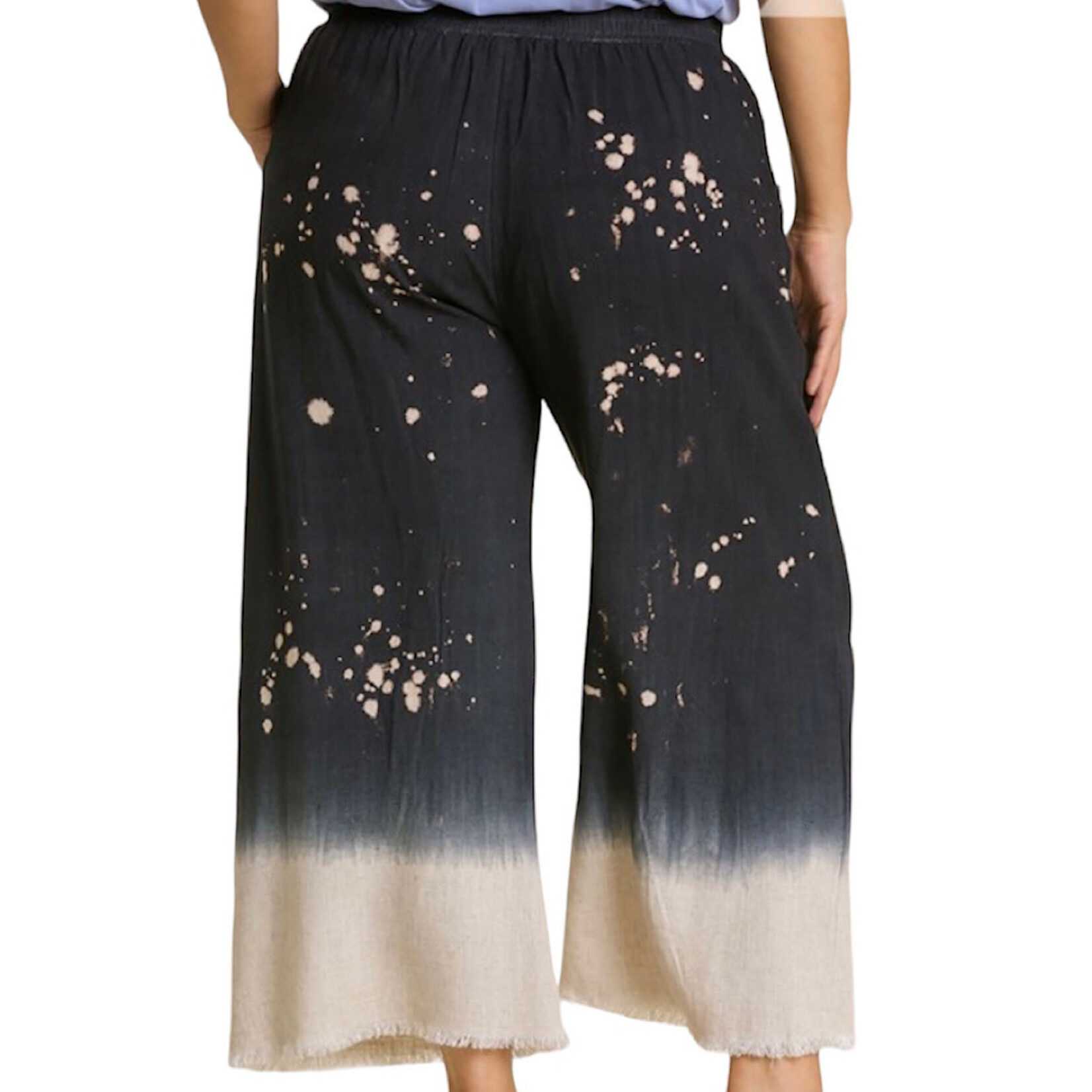 Plus Black Dip Dye Wide Leg Pant