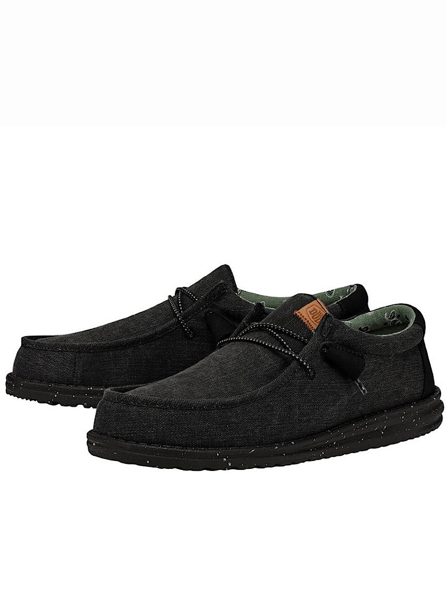 Hey Dude Wally Washed Canvas Black/Black - Main Street Boutique