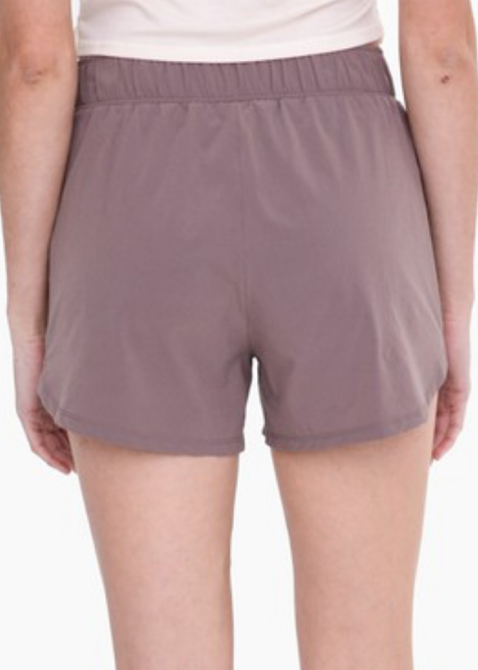 Light Cocoa Athleisure Shorts with Curved Hemline